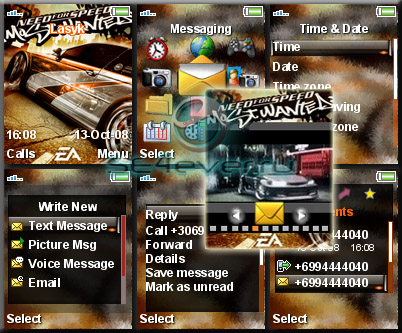 NFS Most Wanted - Theme & Flash Menu For Sony Ericsson [128x160]