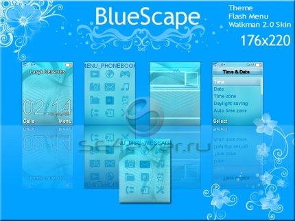 BlueScape - Theme +  Flash Menu for Sony Ericsson [176x220] + Walkman 2.0 Skins