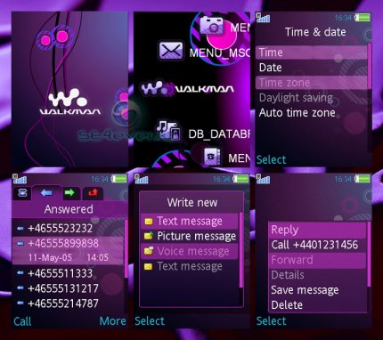 Purple Sky - Flash Theme (menu & standby) for Sony Ericsson [320x240]