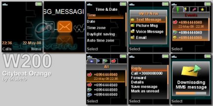Orange Citybeat - Theme + Flash menu for Sony Ericsson [128x160]