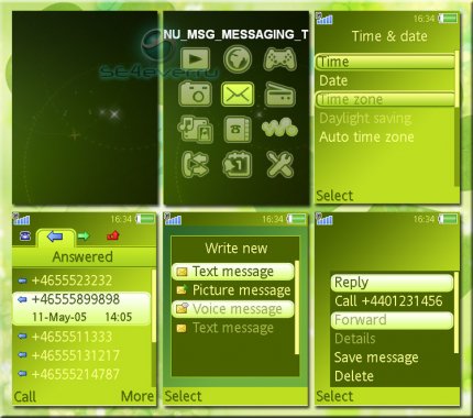 Green Stars - Flash Theme (menu & standby) for Sony Ericsson [240x320]