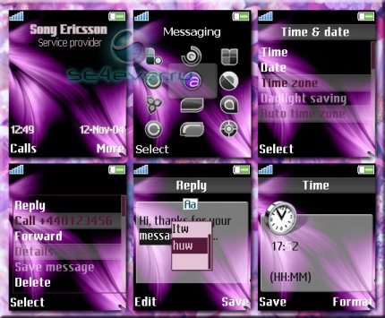 Violet Pack - Theme [176x220] + Menu Icons for Sony Ericsson K750 & W800