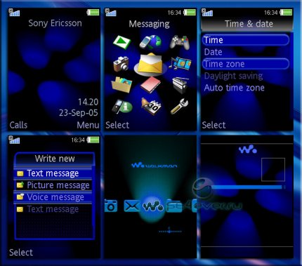Circle Shine Blue - Flash Theme + skin Walkman 2.0 for Sony Ericsson