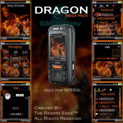 Dragon Pack - Theme & Menu Icons & Walkman 2.0 Skin & Display Driver for SE [240x320]