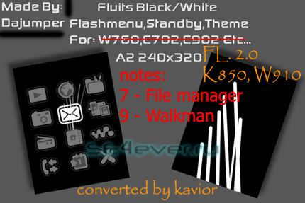 Fluits Black&White - Flash Theme 2.0 for Sony Ericsson