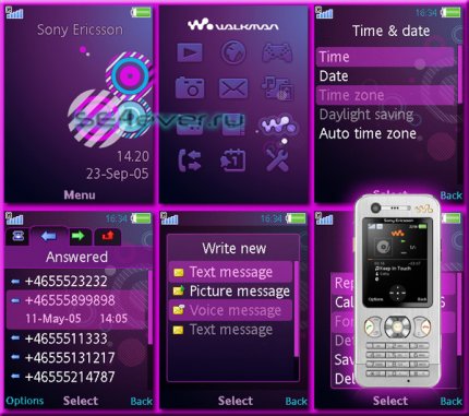 Purple Sky - Flash Theme 2.0 for Sony Ericsson [240x320]