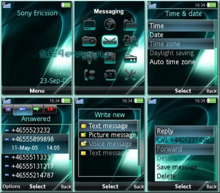 Blue Neon - Flash Theme 2.1 for Sony Ericsson [240x320]