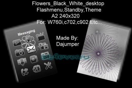 Flowers Black White - Flash Theme 2.1 for Sony Ericsson [240x320]