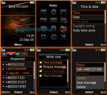 Light trace Orange - Flash Theme 2.0 for Sony Ericsson [240x320]