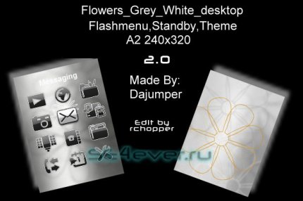 Flowers Grey White - Flash Theme 2.0 for Sony Ericsson 240x320