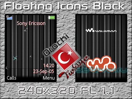 Floating Icons Black - Flash Theme 1.1 for Sony Ericsson 240x320