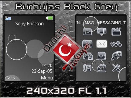 Burbujas Black&Grey - Flash Theme 1.1 for Sony Ericsson 240x320