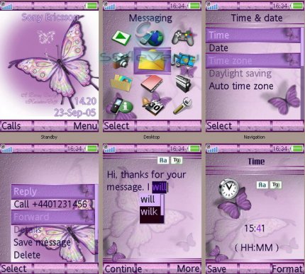 Pink Purple Butterfly -   Sony Ericsson 240x320