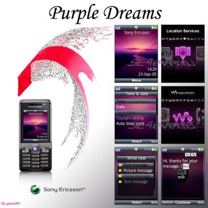 Purple Dreams vs Glassy Pink - Flash Theme 2.1 for Sony Ericsson