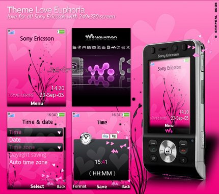 Love Euphoria vs Glassy Pink - Flash Theme 2.0 for Sony Ericsson