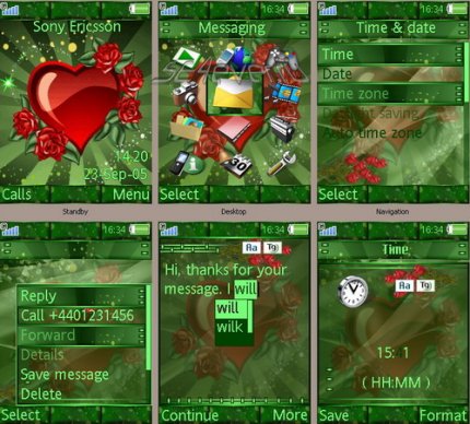 Heart Roses Green Red -   Sony Ericsson 240x320