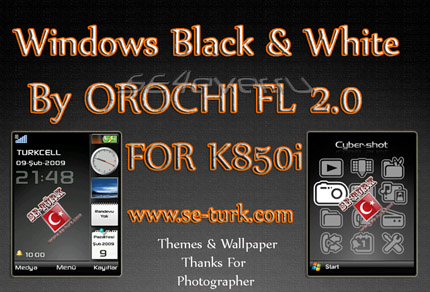 Windows Black White - Flash Theme 2.0 for Sony Ericsson 240x320