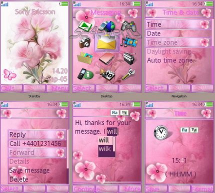 Pink Flowers Bouquet -   sonyericsson 320x240