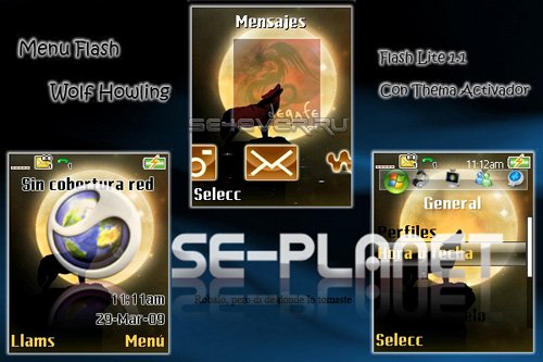 Wolf Howling - Flash Theme 1.1 for Sony Ericsson 176x220