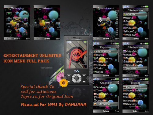 Entertainment Unlimited Icon menu Full Pack For SE W995