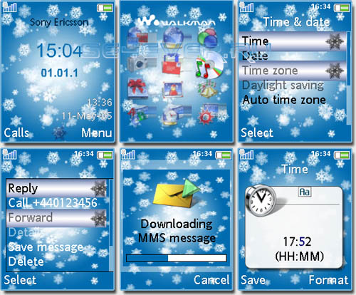 Snowflakes - Флэш тема для Sony Ericsson 176x220