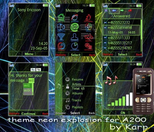Neon explosion -   Sony Ericsson A200 +   W890i