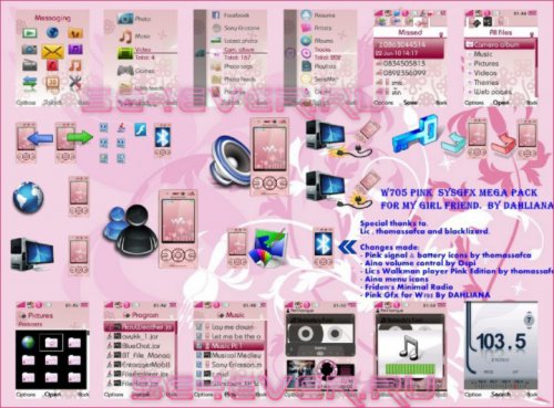 Pink Mega Pack SysGfx For Sony Ericsson W705